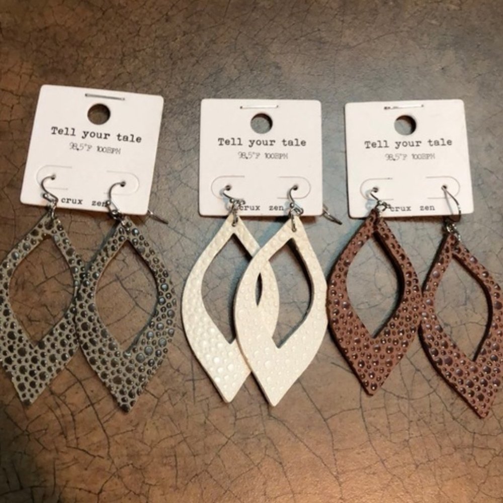 NWT Tell Your Tale Set of 3 Faux Leather Earrings